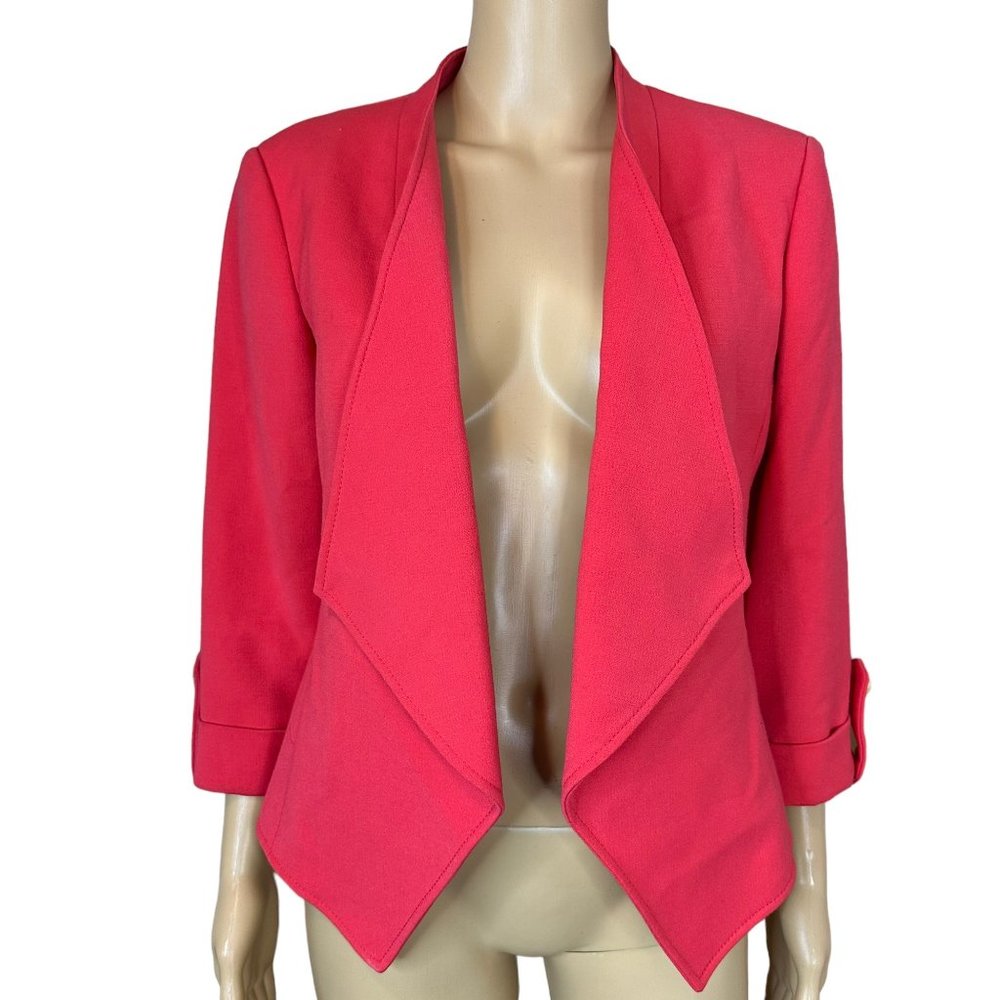 Isabella De Marco Womens Open Blazer Size 8 Coral Mid Length Lined